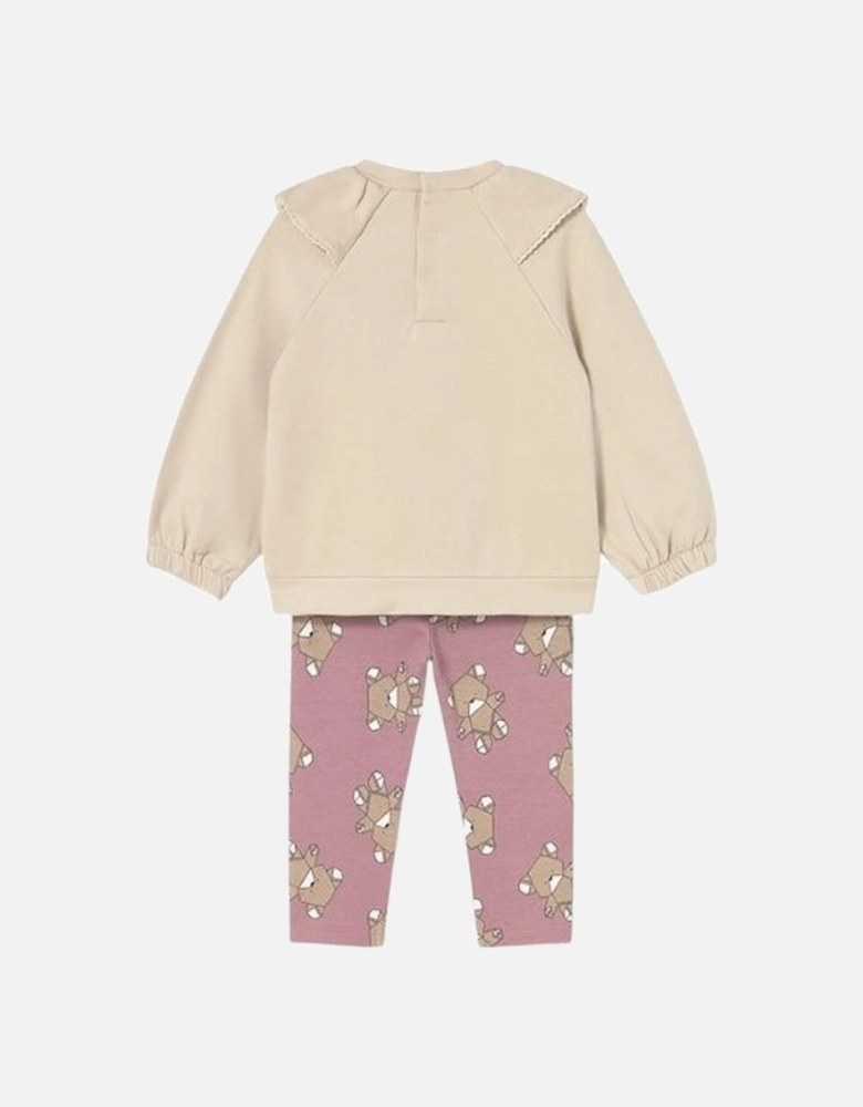 Girls Pink Bear Jumper Legging Set