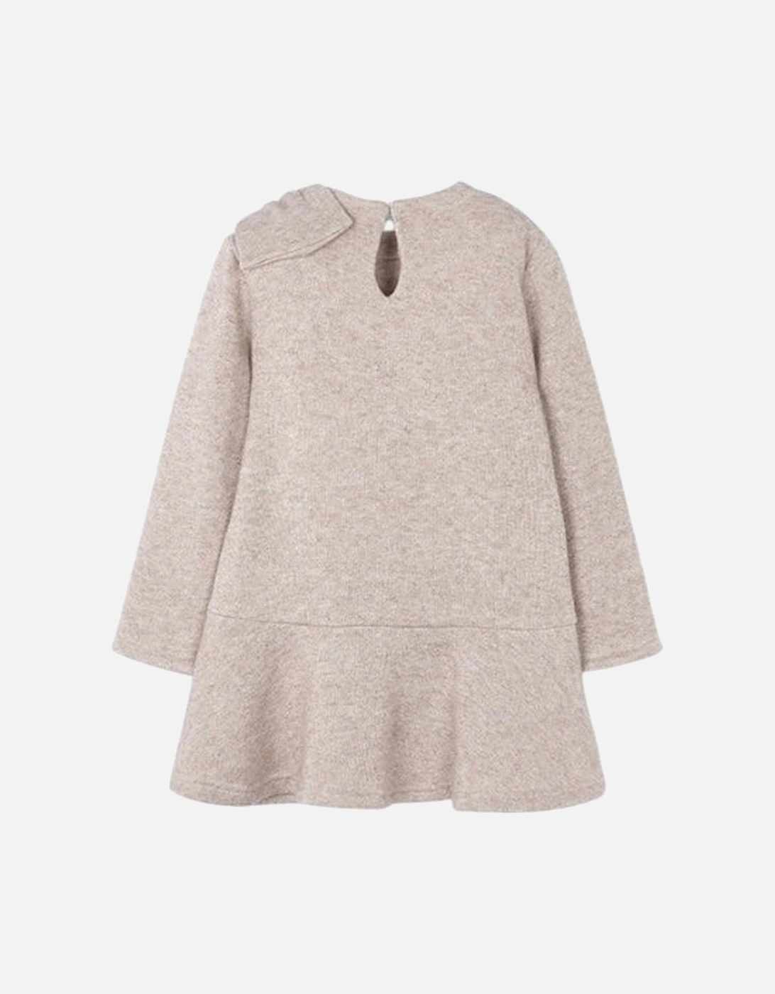 Girls Beige Shimmer Bow Dress