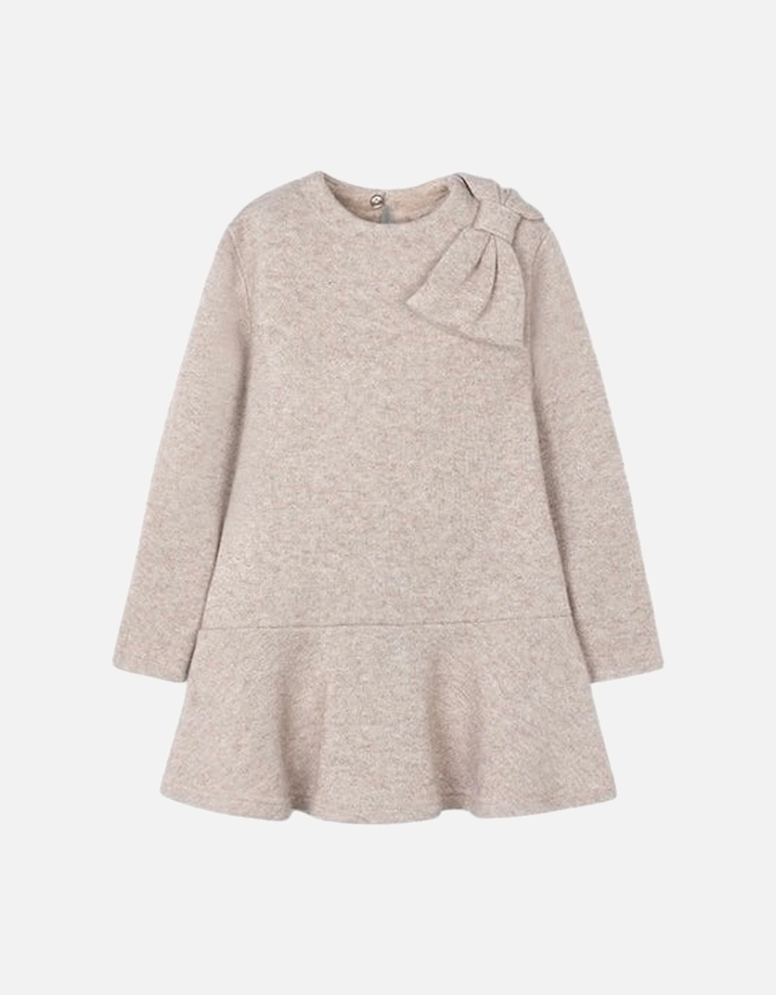 Girls Beige Shimmer Bow Dress, 6 of 5