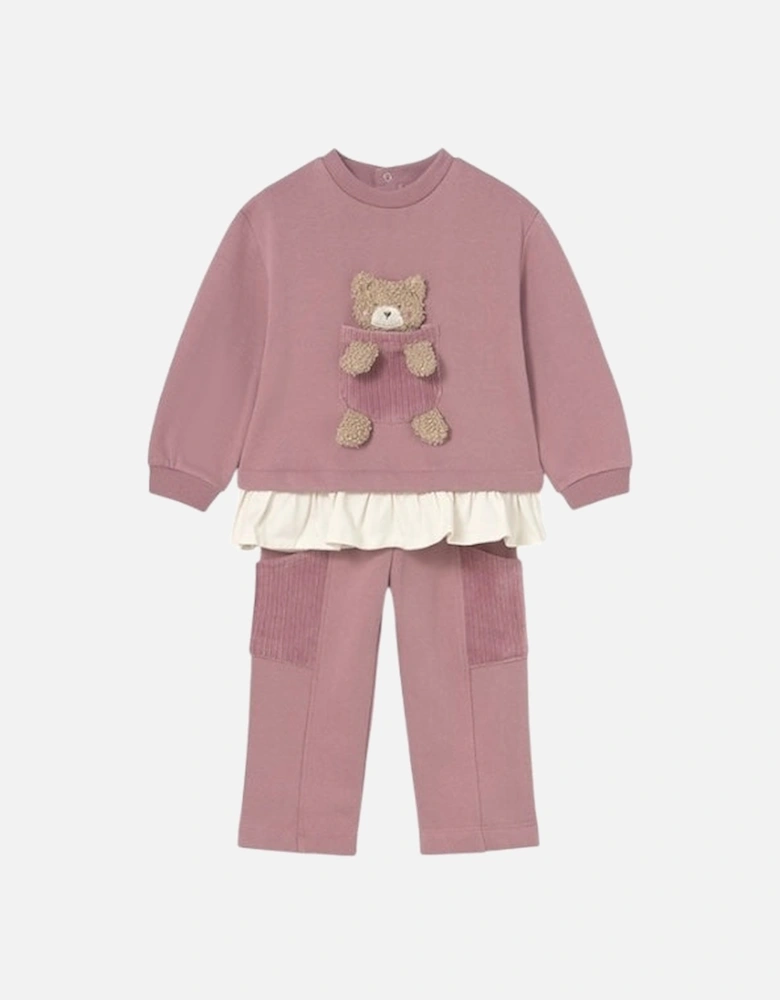 Girls Pink Bear Tracksuit