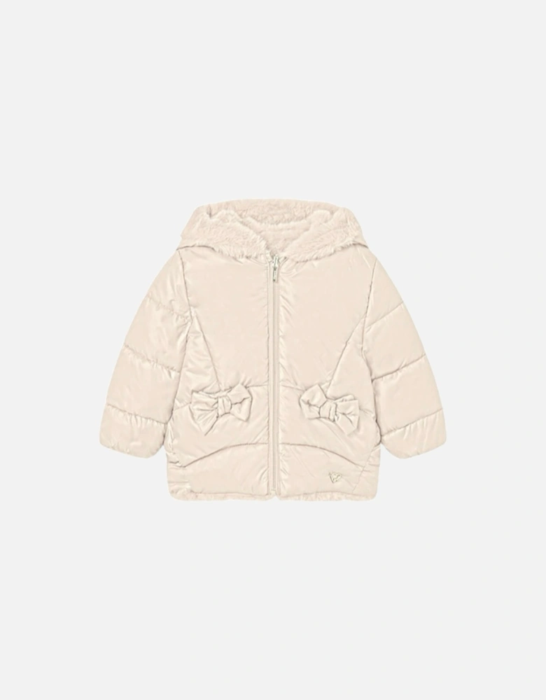 Girls Sand Reversible Fluffy Coat