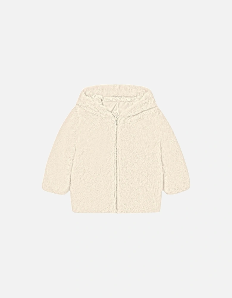 Girls Sand Reversible Fluffy Coat