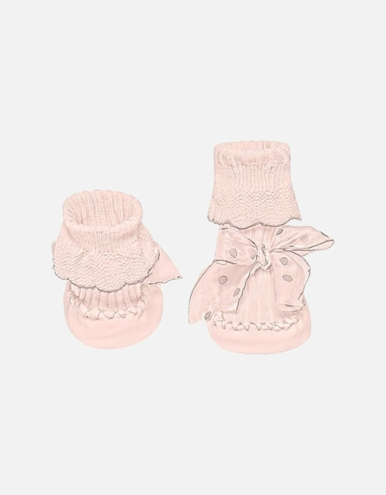 Girls Peach Bow Soft Sole Shoes