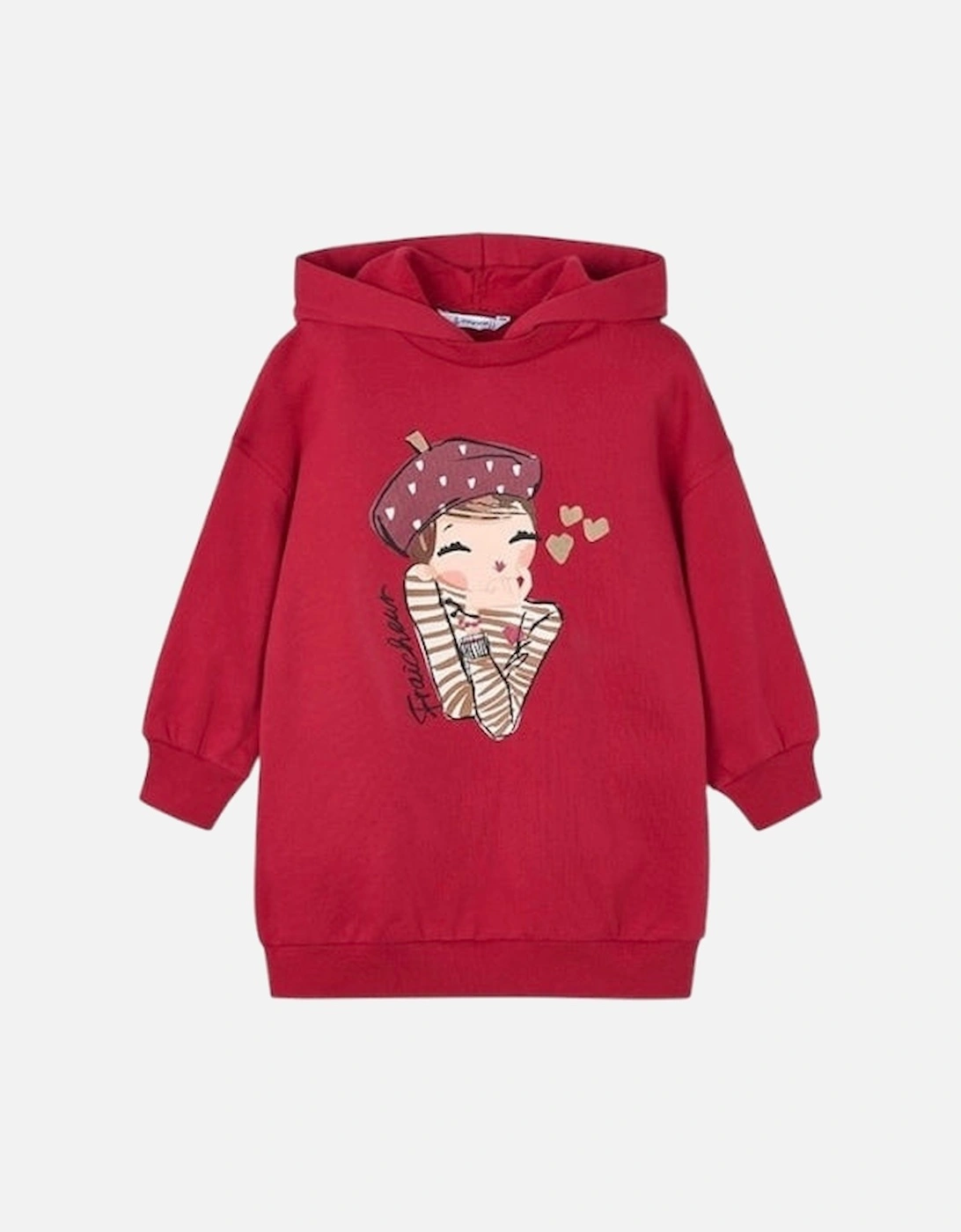 Girls Red Hooded Jumper Dress, 4 of 3