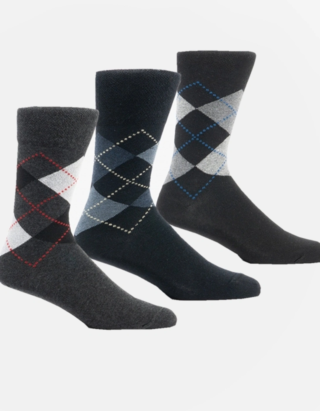 ARGYLE 3 Pack Diabetic Mens Socks Navy/Grey: One Size, 5 of 4