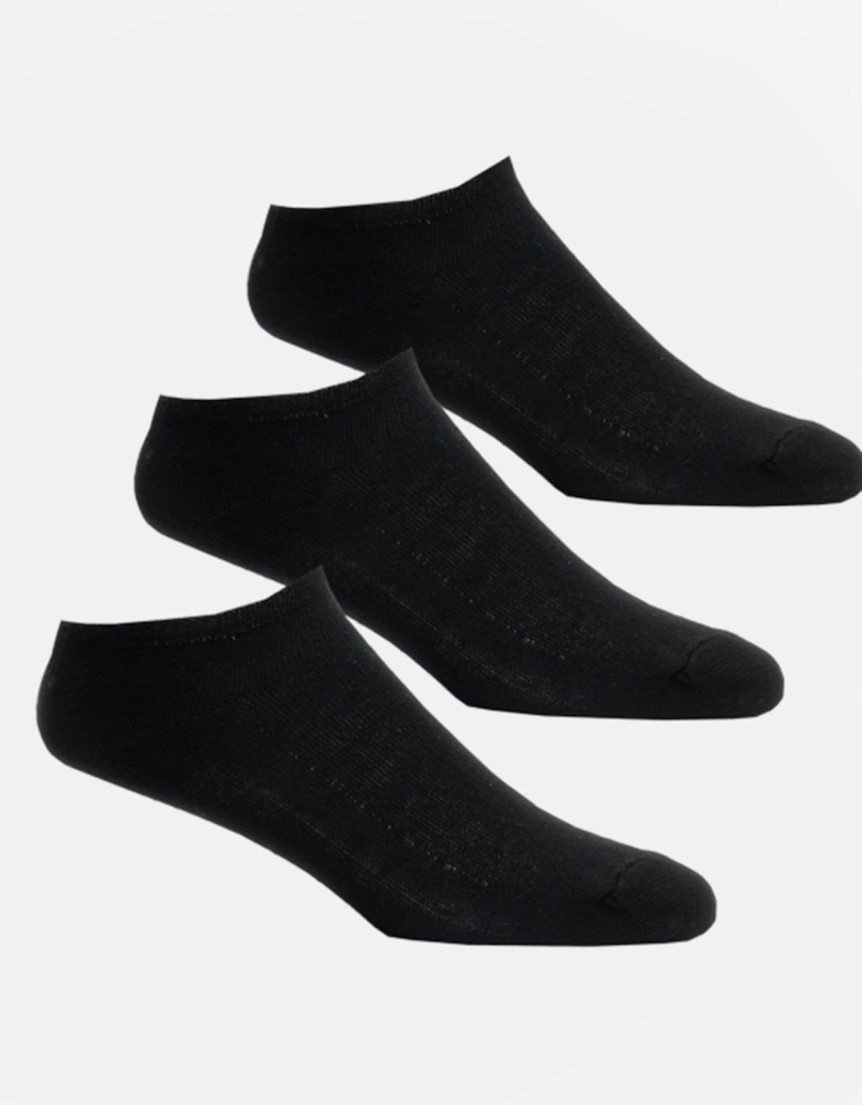 3 Pack Womens Trainer Socks Black: One Size