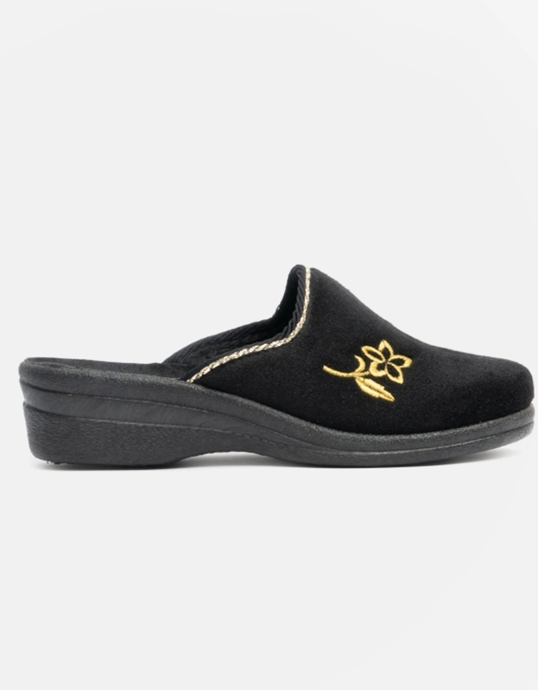 Jo & Joe HELEN Womens Wedge Heel Mule Slippers Black, 5 of 4
