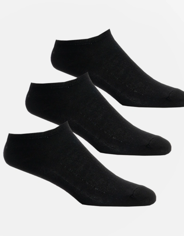 Mens 3 Pack Of Trainer Socks Black: One Size