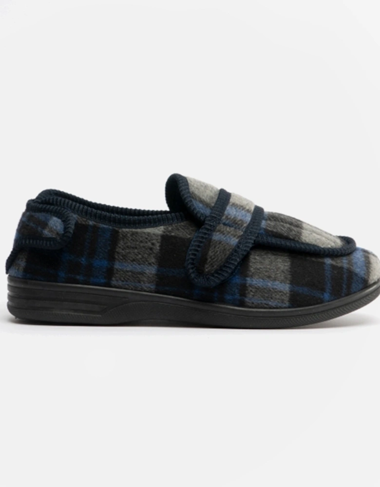 Jo & Joe BUXTON Mens Touch Fasten Slippers Navy/Grey
