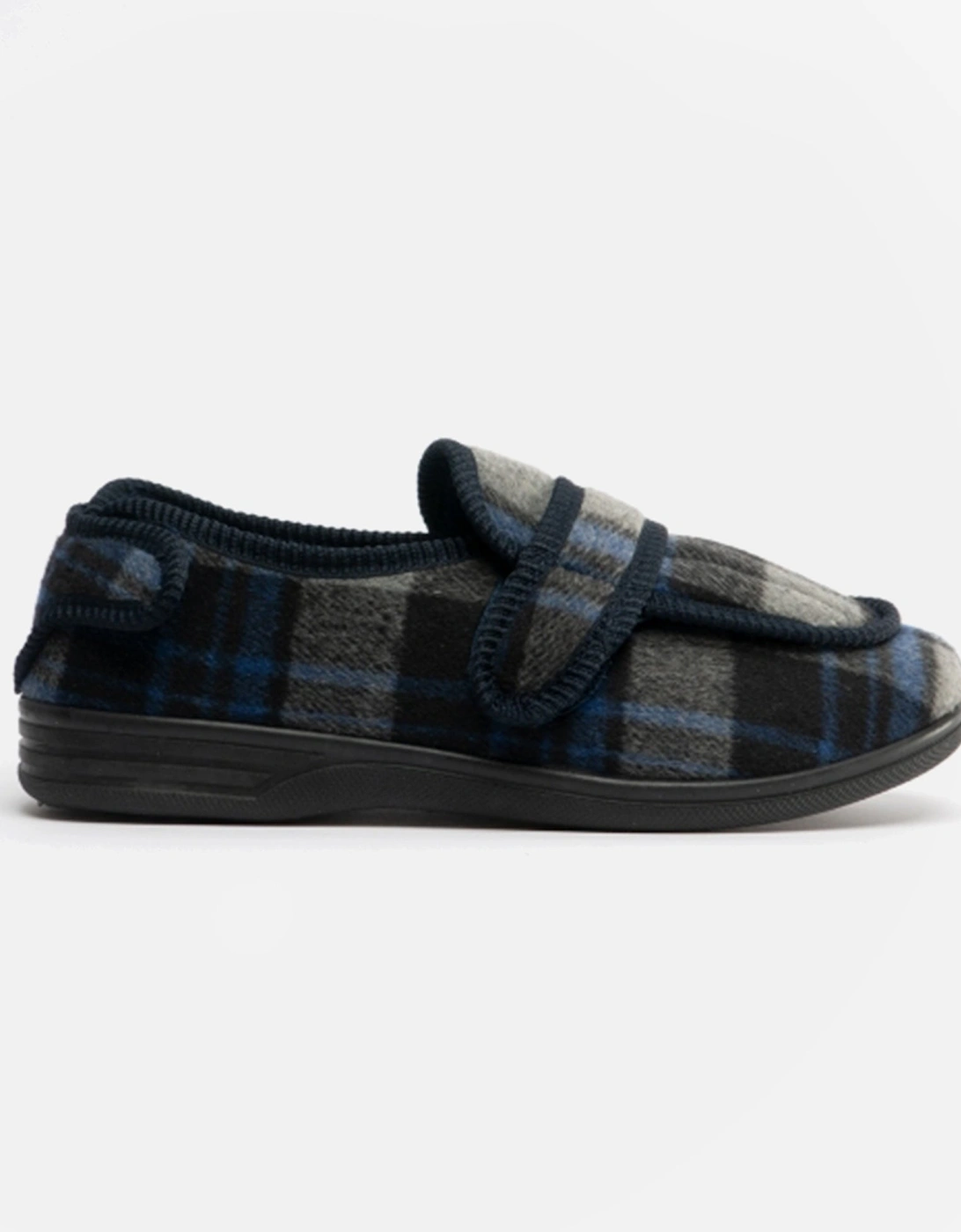 Jo & Joe BUXTON Mens Touch Fasten Slippers Navy/Grey, 5 of 4