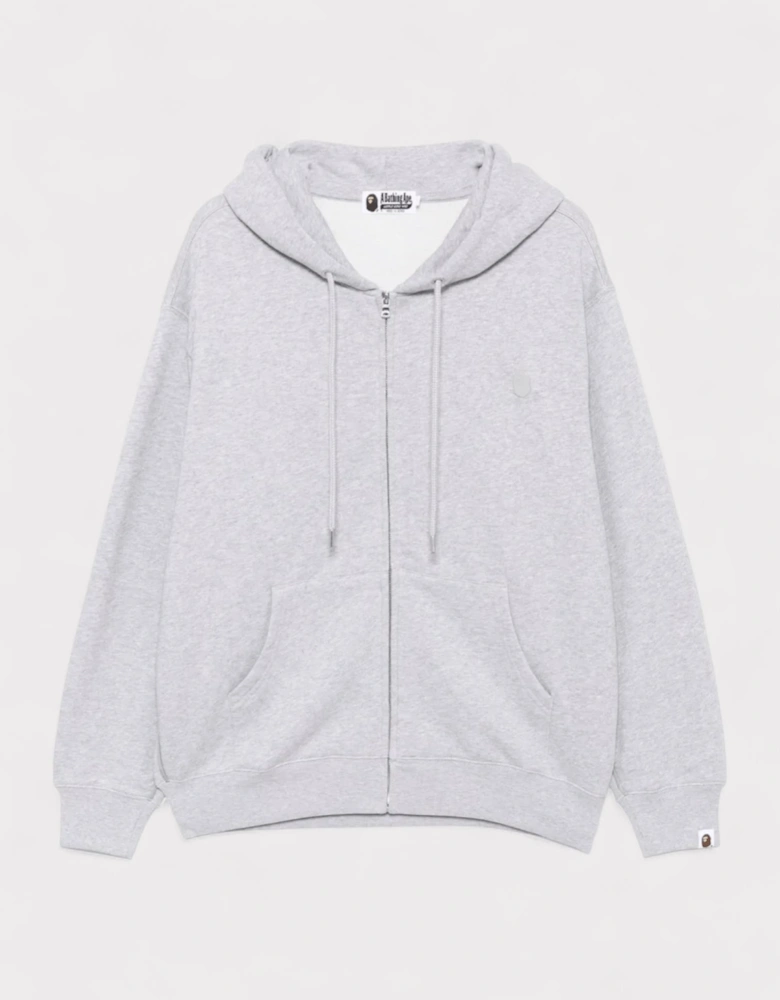 One Point Zip Hoodie Grey