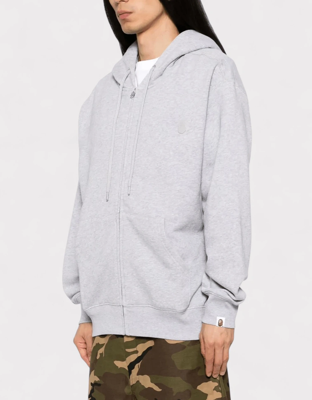 One Point Zip Hoodie Grey