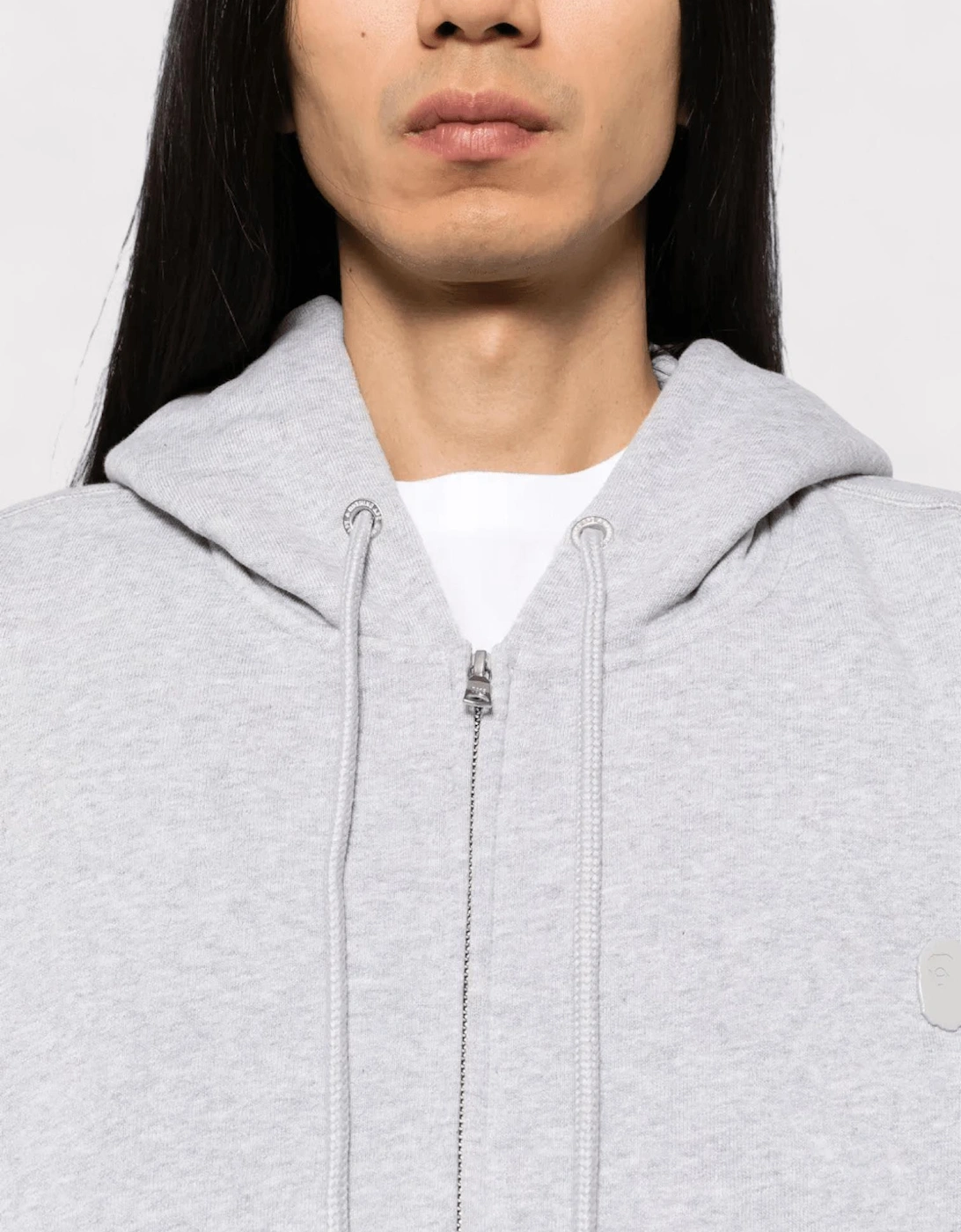 One Point Zip Hoodie Grey