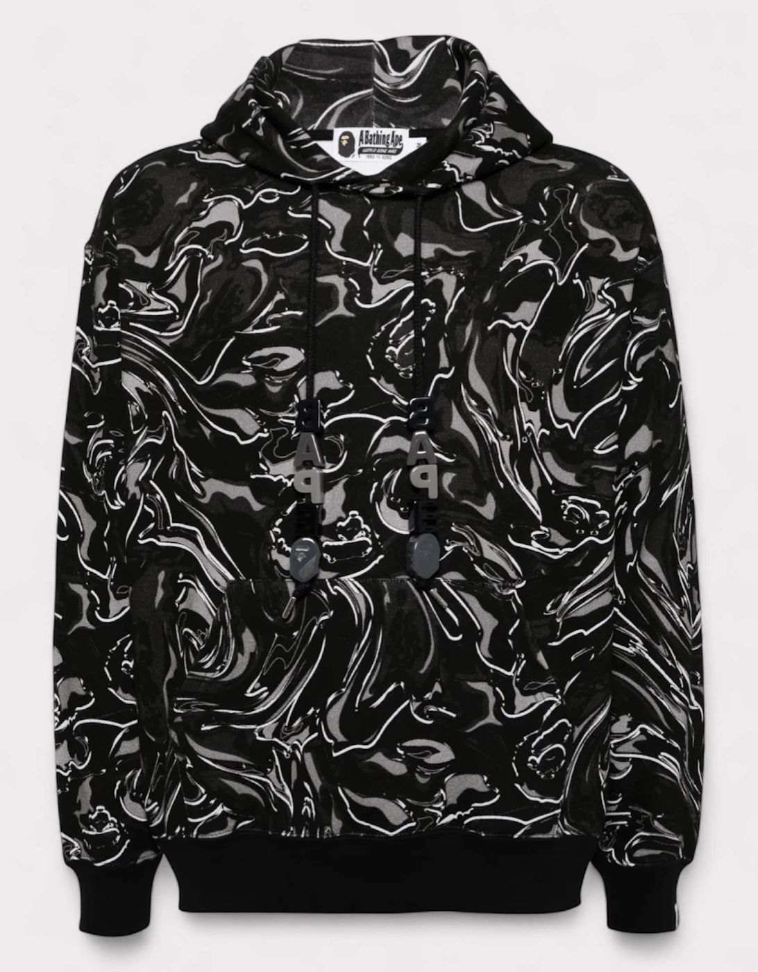 Marble Graphic Print Hoodie Black, 6 of 5