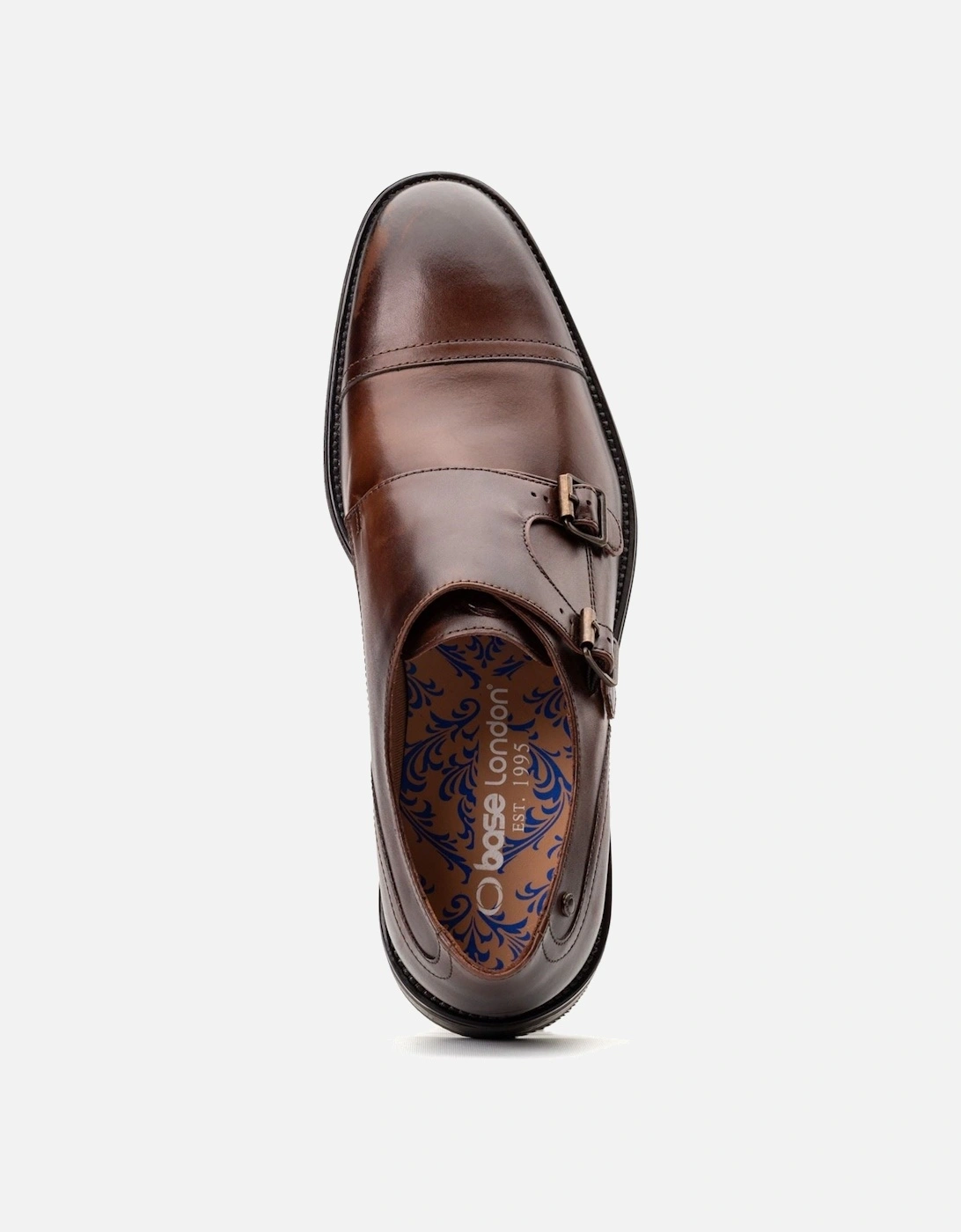 London Taper Leather Men's Brown Double Monk Shoes