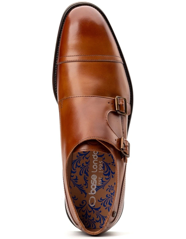 London Taper Leather Men's Tan Double Monk Shoes