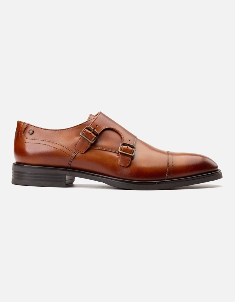 London Taper Leather Men's Tan Double Monk Shoes