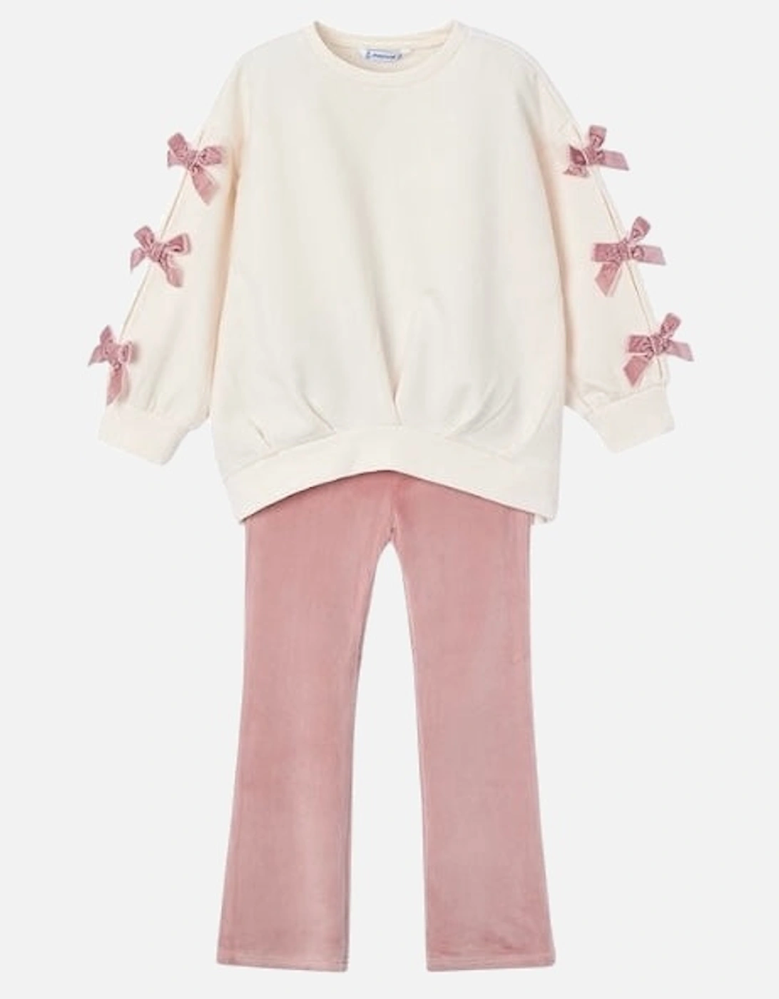 Girls Pink Velour Jumper Legging Set, 4 of 3