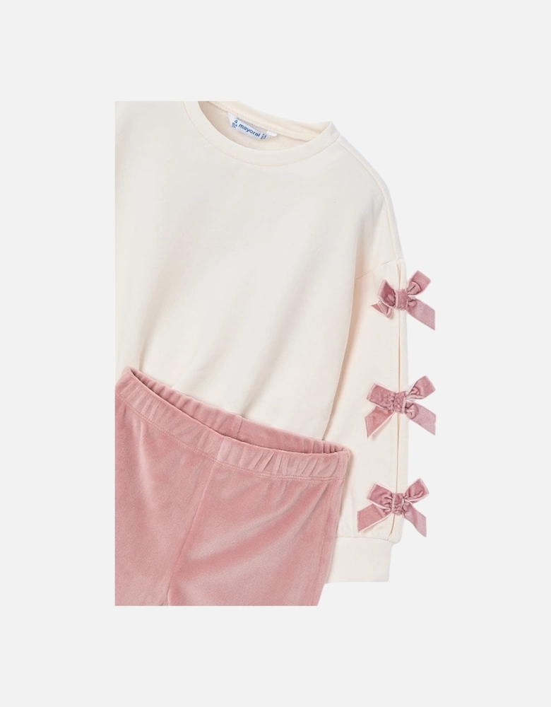 Girls Pink Velour Jumper Legging Set