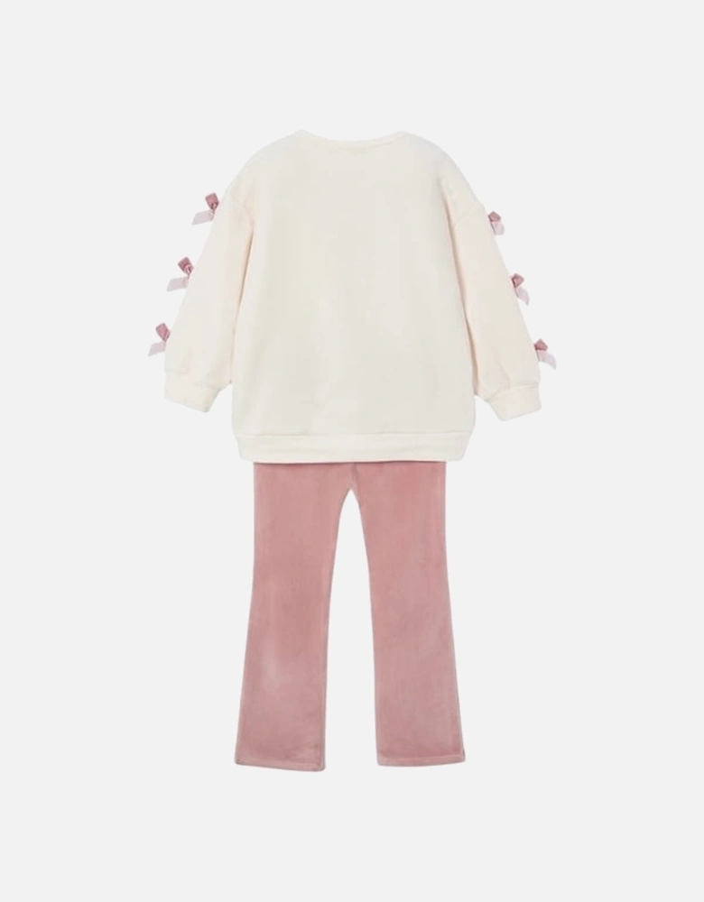 Girls Pink Velour Jumper Legging Set