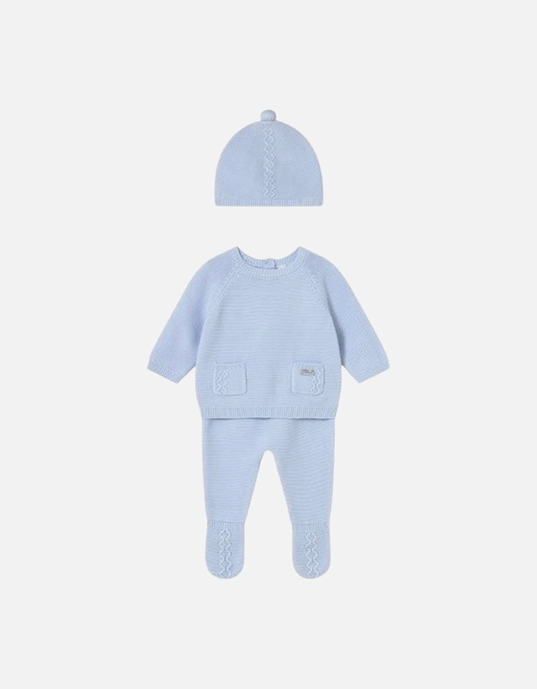 Boys Pale Blue Knit Pant Set