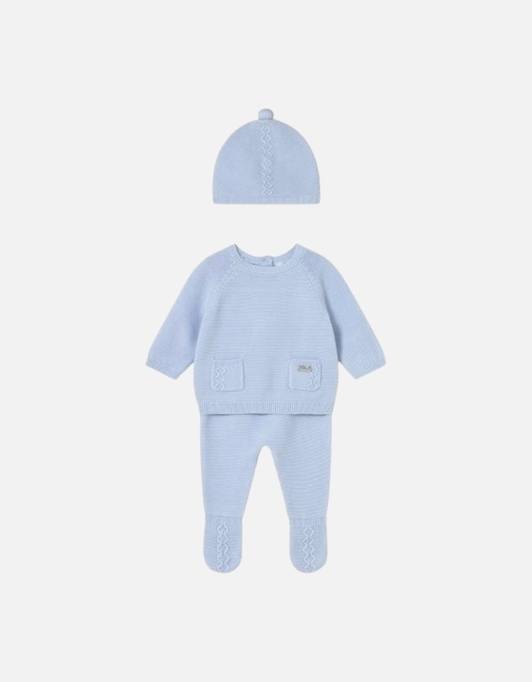 Boys Pale Blue Knit Pant Set, 6 of 5
