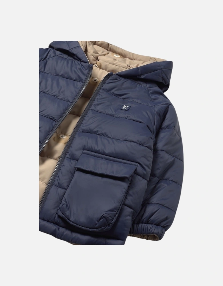 Boys Camel and Navy Reversible Coat