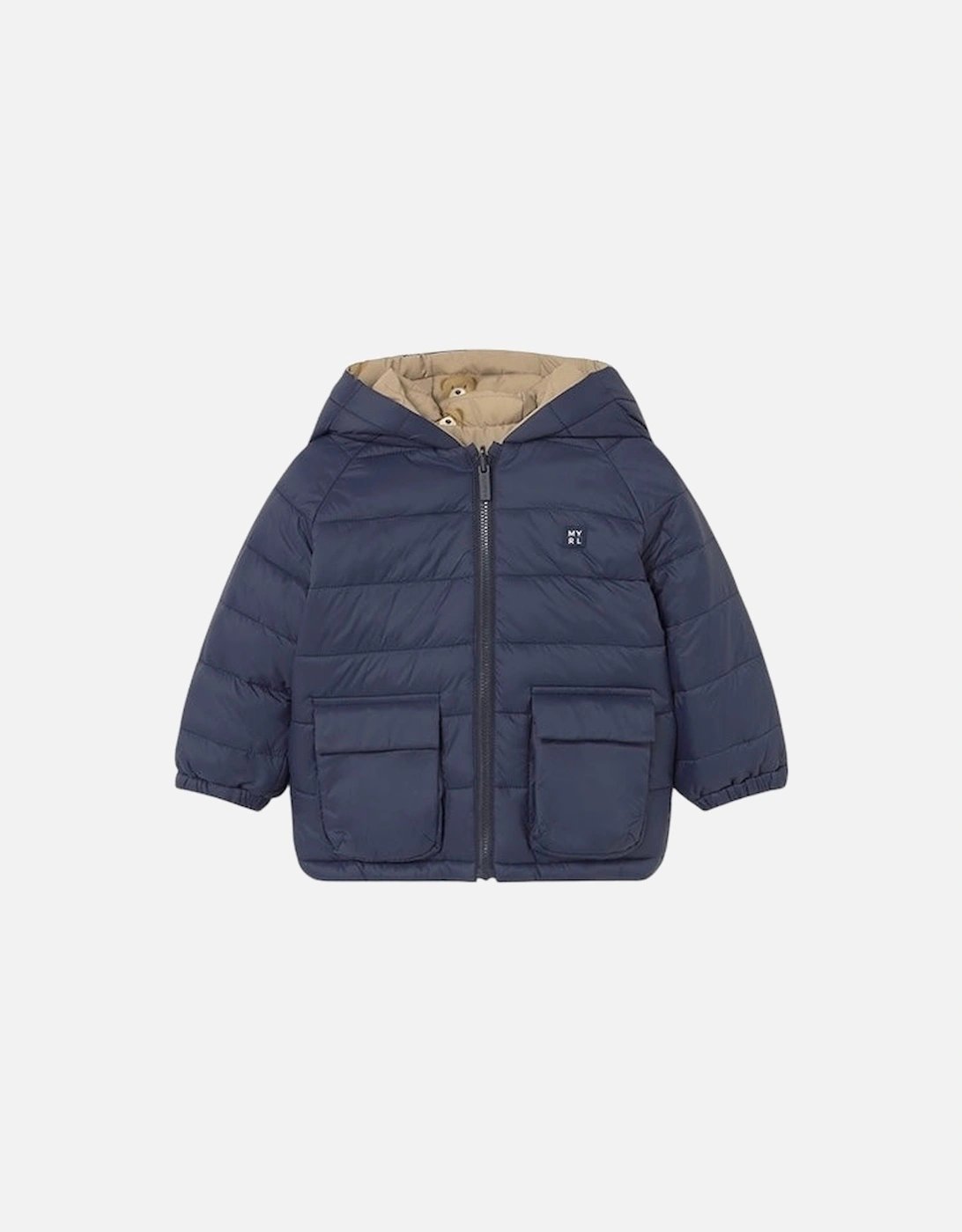 Boys Camel and Navy Reversible Coat