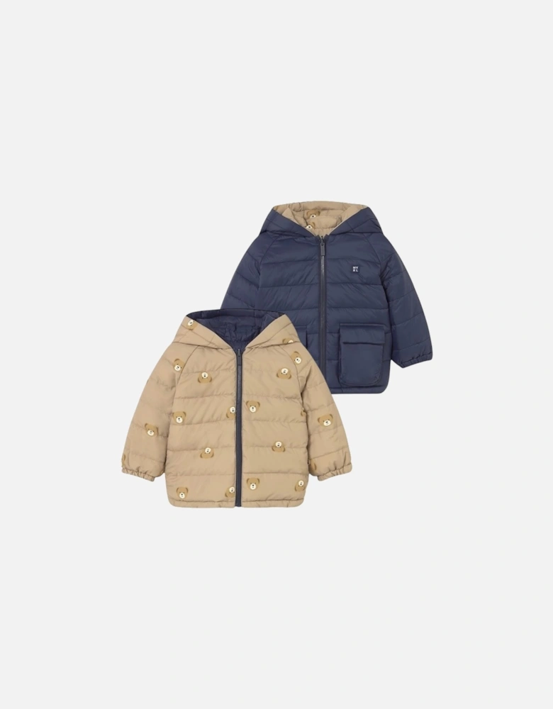 Boys Camel and Navy Reversible Coat