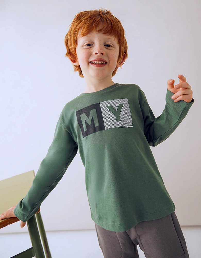 Boys Green Logo Top