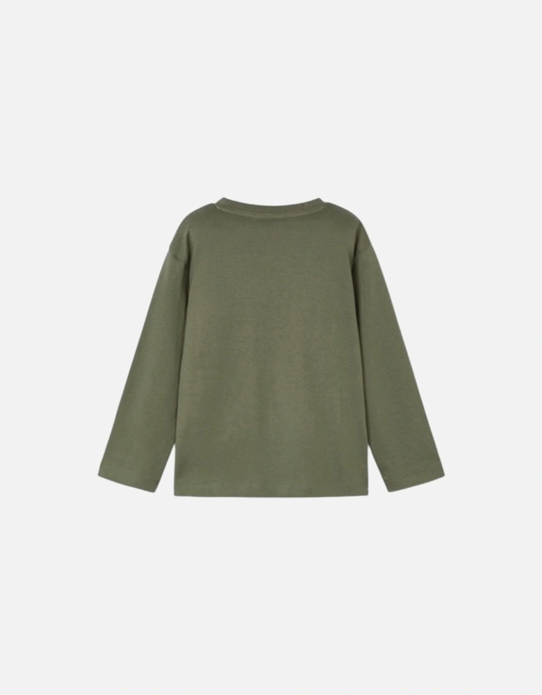 Boys Khaki Green Logo Top