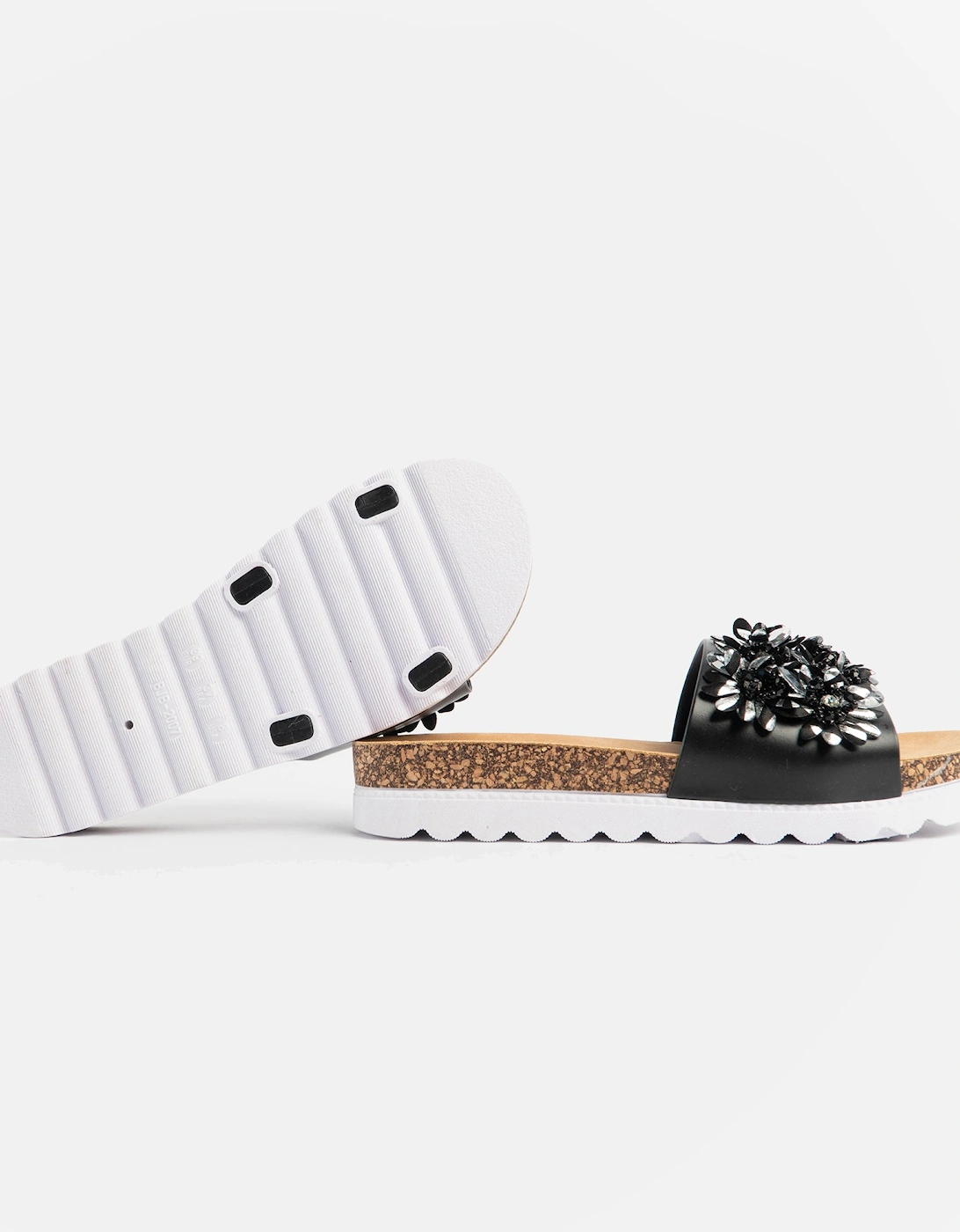 GLITZY Womens Slides Black