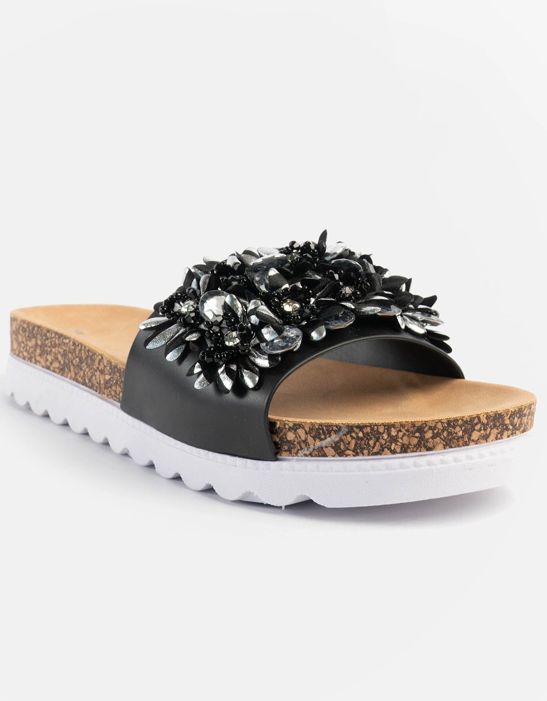 GLITZY Womens Slides Black