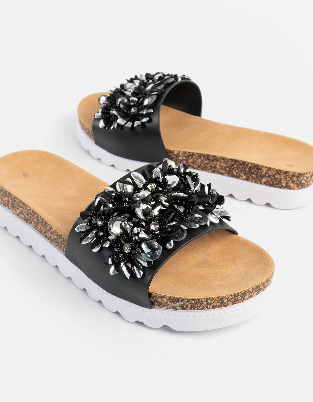 GLITZY Womens Slides Black