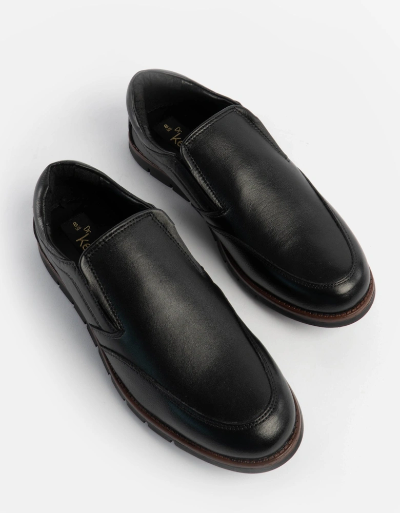 ADONIS Mens Leather Slip on Shoes Black