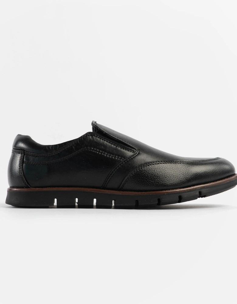 ADONIS Mens Leather Slip on Shoes Black