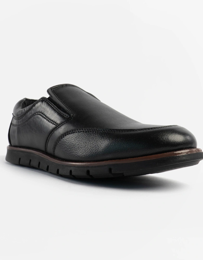 ADONIS Mens Leather Slip on Shoes Black
