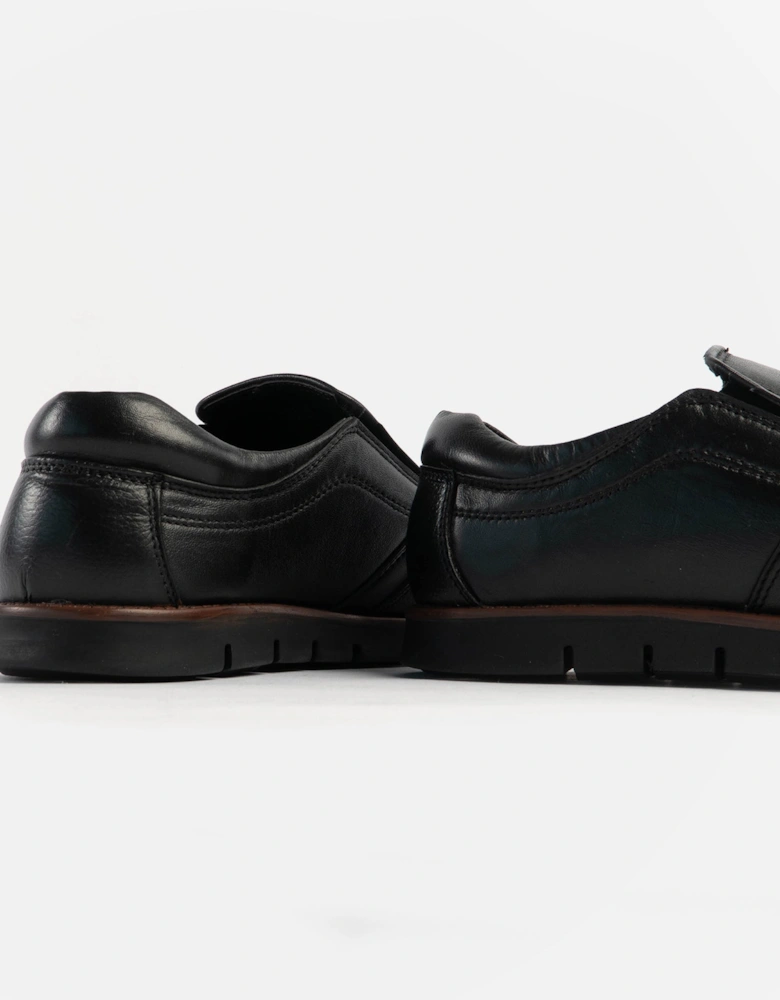 ADONIS Mens Leather Slip on Shoes Black