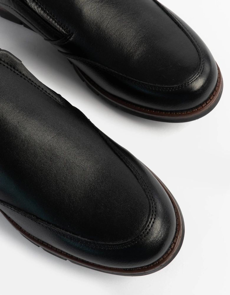 ADONIS Mens Leather Slip on Shoes Black