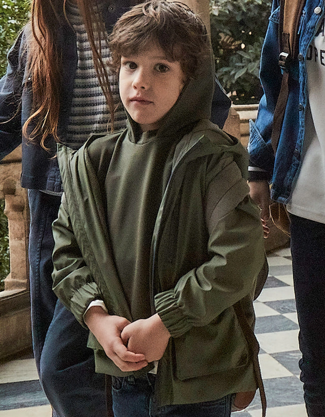 Boys Khaki Green Rain Coat
