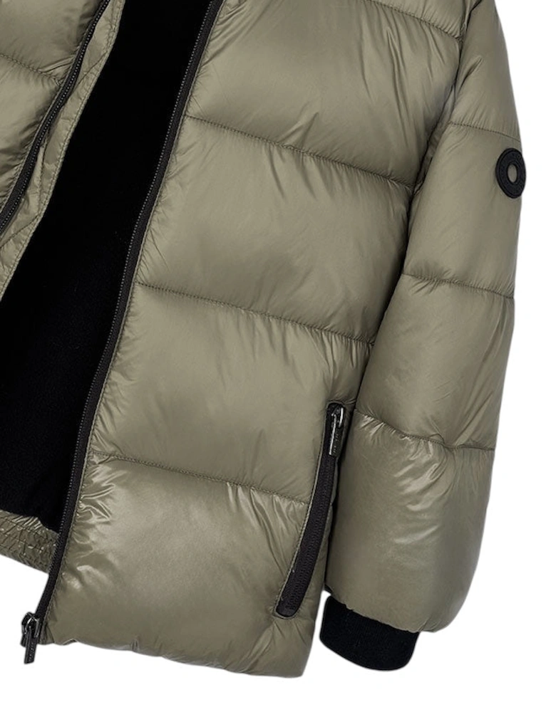 Boys Green Glossy Puffer Coat