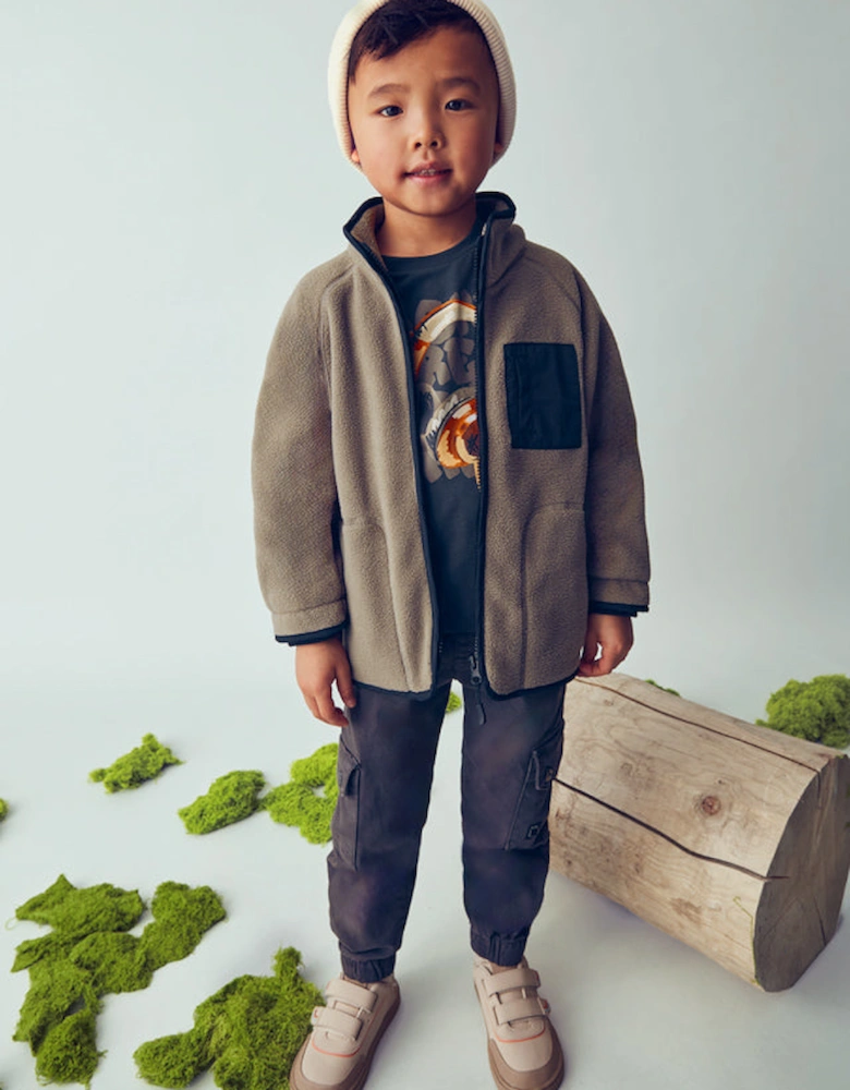 Boys Grey Zip Up Fleece Jacket