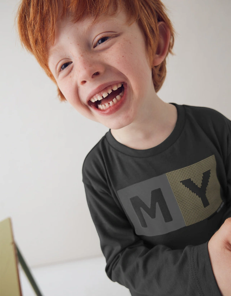 Boys Grey Logo Top