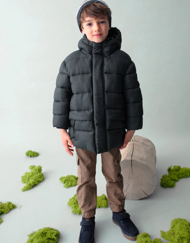 Boys Black Long Padded Coat
