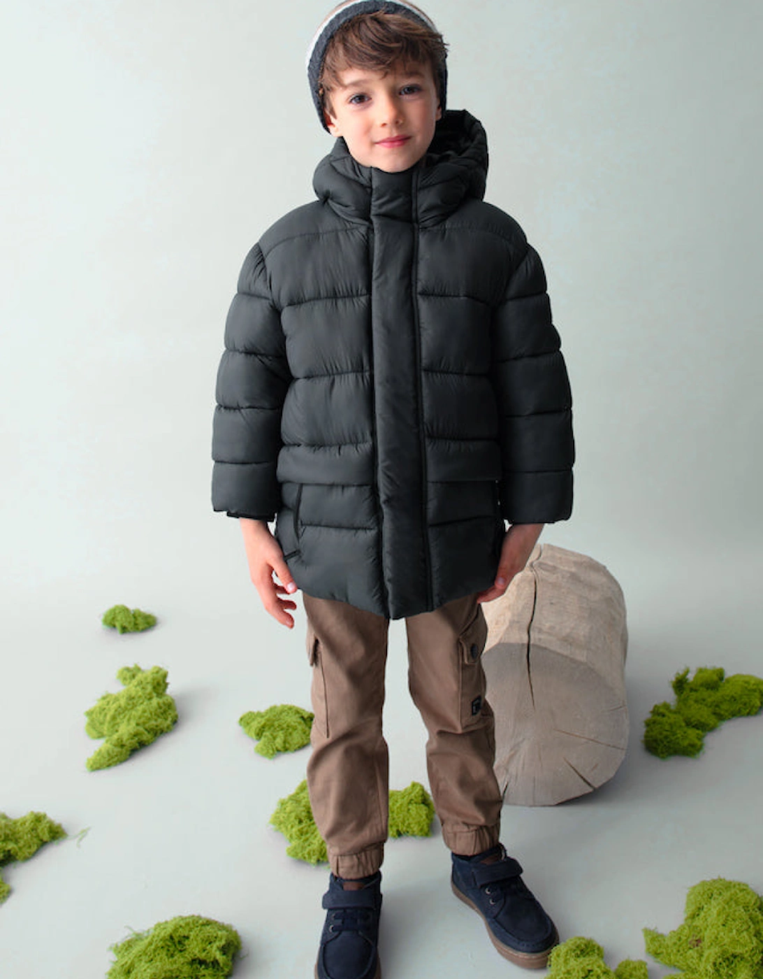 Boys Black Long Padded Coat