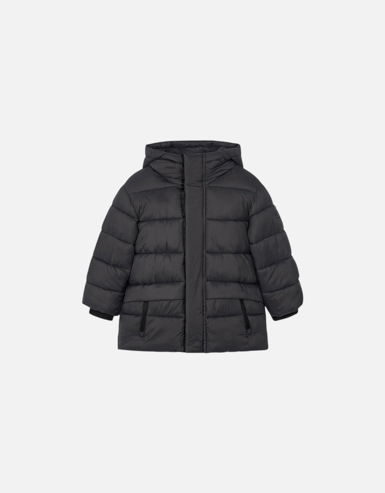 Boys Black Long Padded Coat