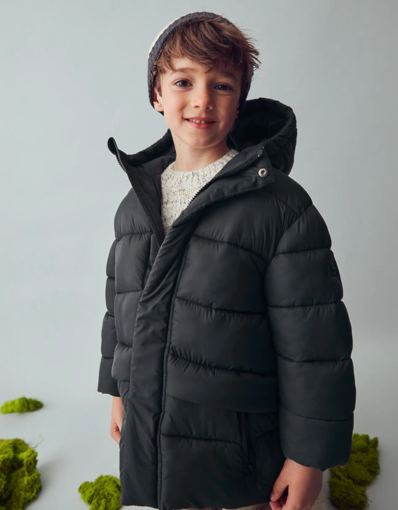 Boys Black Long Padded Coat