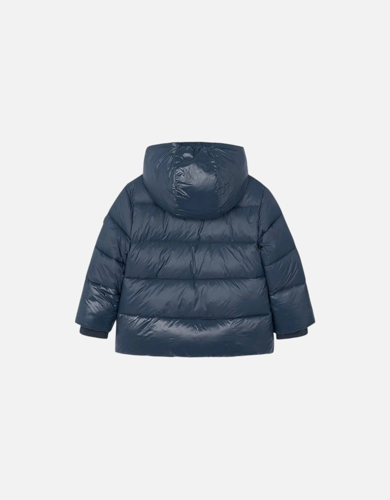 Boys Blue Glossy Puffer Coat