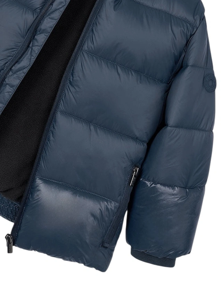 Boys Blue Glossy Puffer Coat