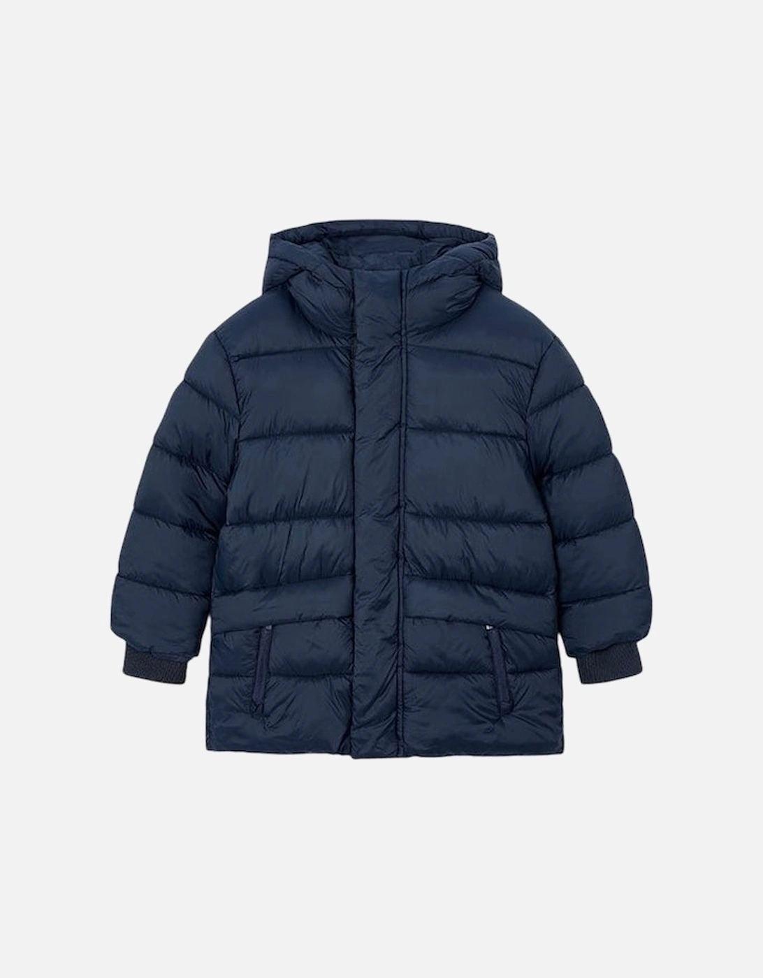 Boys Navy Long Padded Coat, 4 of 3